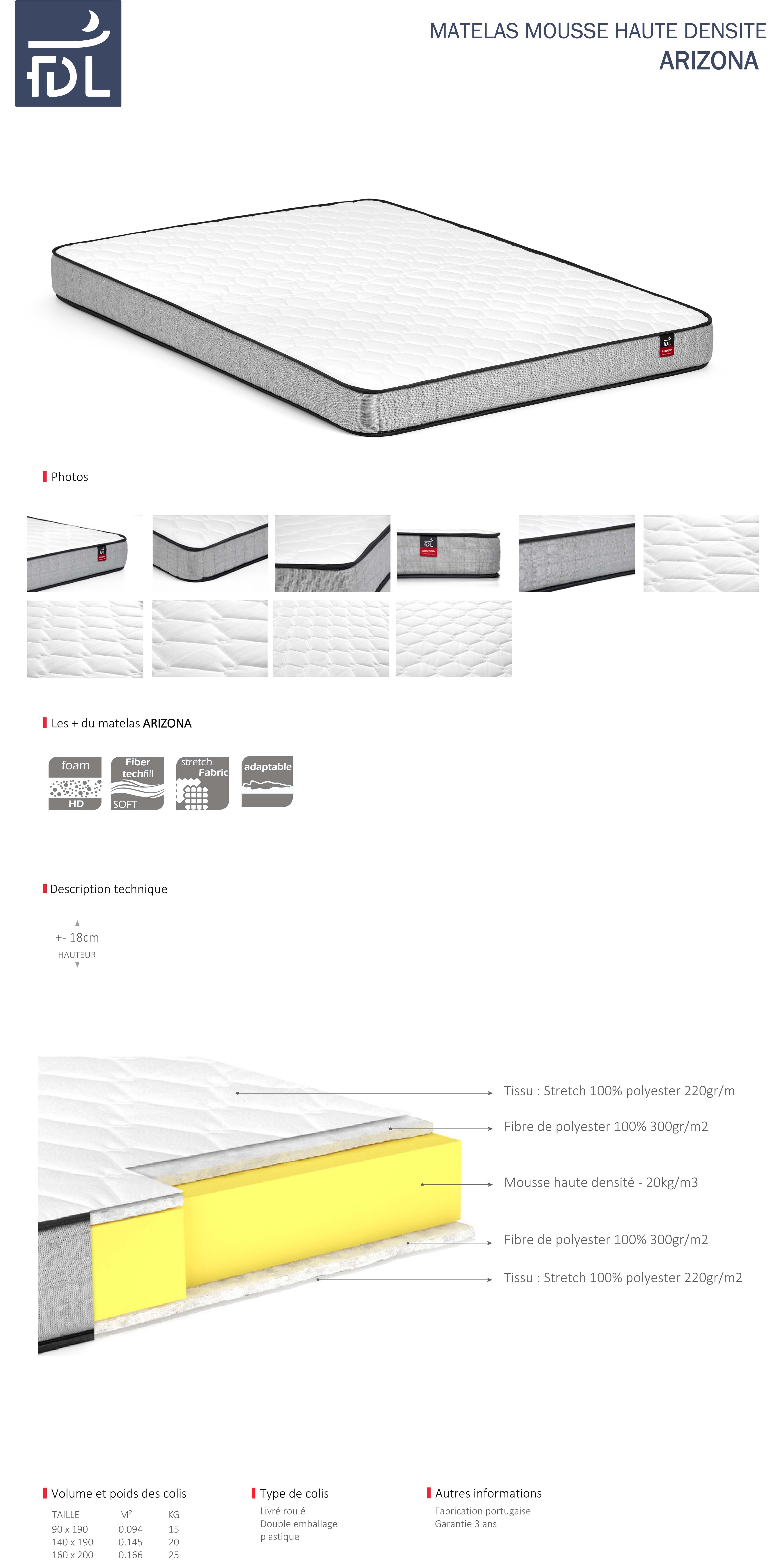 matelas à ressorts ensachés Oregon 140 x 190 cm fabrique de literie