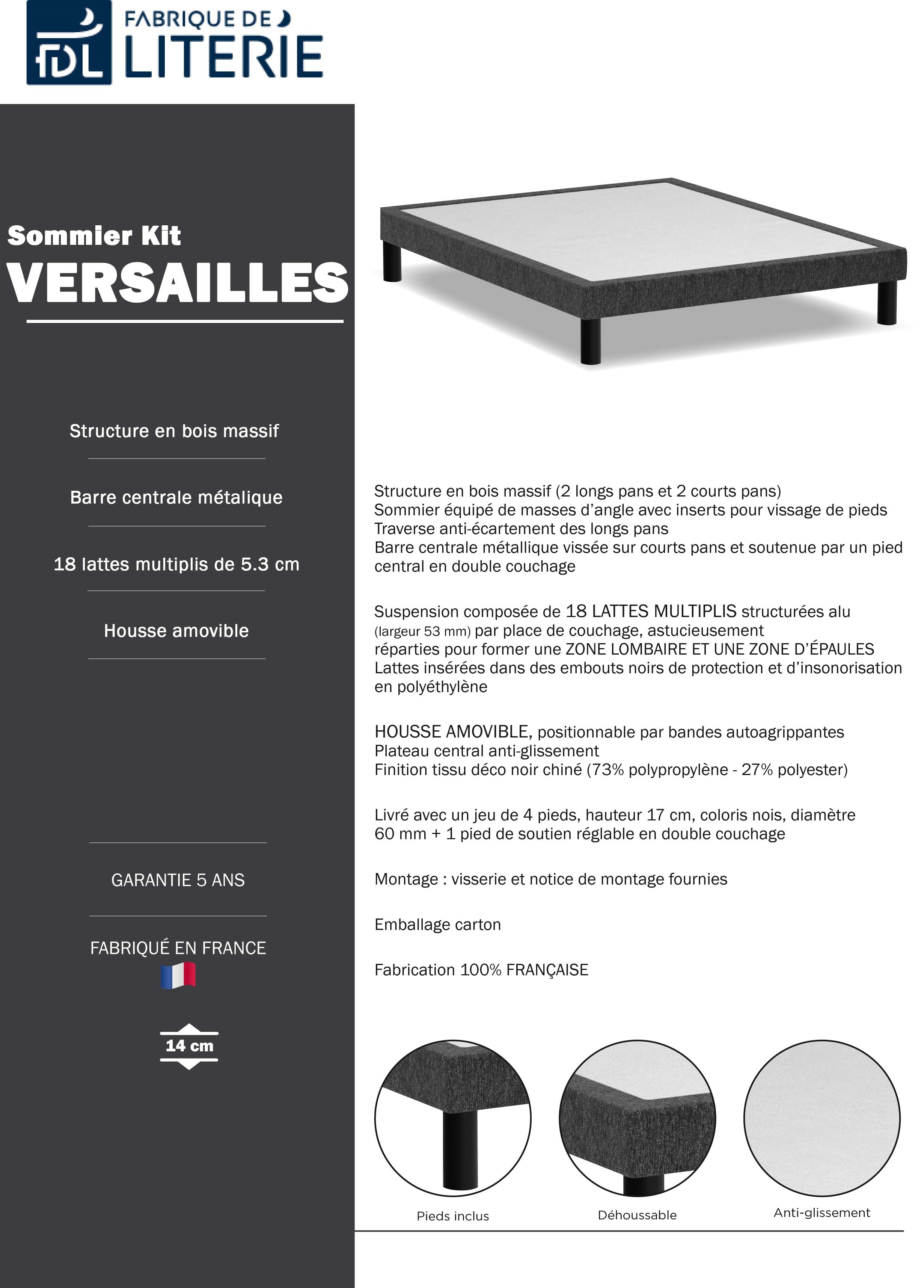 matelas à ressorts ensachés Oregon 140 x 190 cm fabrique de literie
